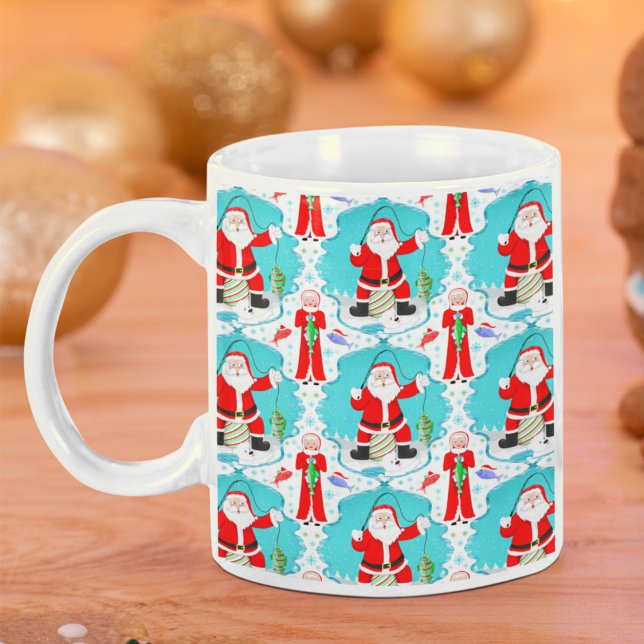 Mug Noël Drôle Mme Claus bat Père Noël À La Pêche (Créateur téléchargé)