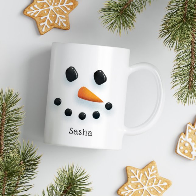Mug Noël du bonhomme de neige mignon Fêtes personnalis (Créateur téléchargé)