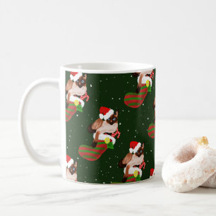 Mug Noël du chat siamois avec bas et chapeau de Père