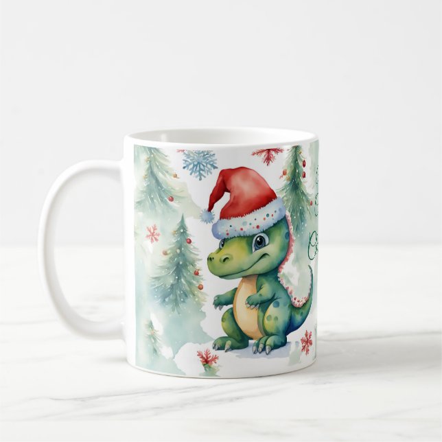 Mug Noël du mignon dinosaur (Gauche)