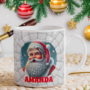 Mug Noël du Père Noël en 3D Nom personnalisé Fête