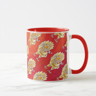 Mug Noël Du Poulet Sur Rouge