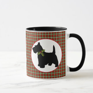 Mug Noël écossais de plaid de chien de Scottie