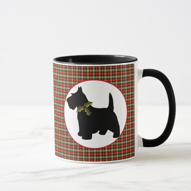 Mug Noël écossais de plaid de chien de Scottie (Droite)