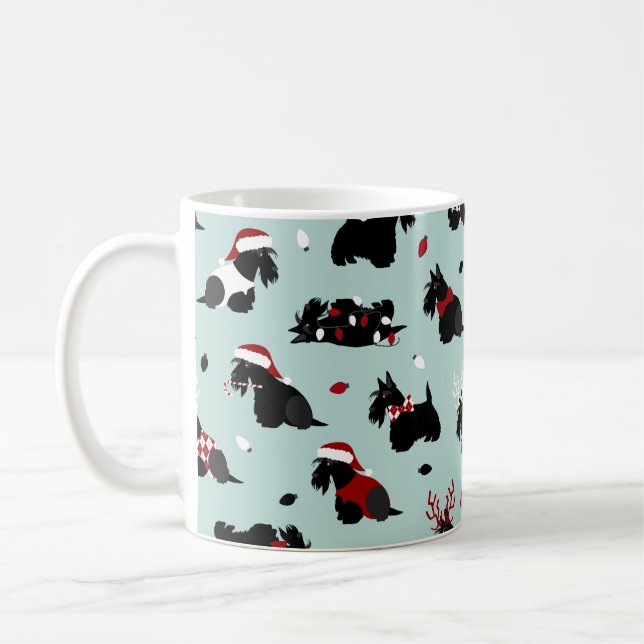 Mug Noël écossais Terrier bleu (Gauche)