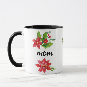 Mug Noël Écriture Holly Noir Maman Noir