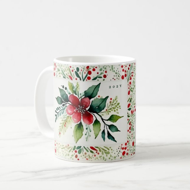 Mug Noël Élégance Émeraude Enchantée (Devant gauche)