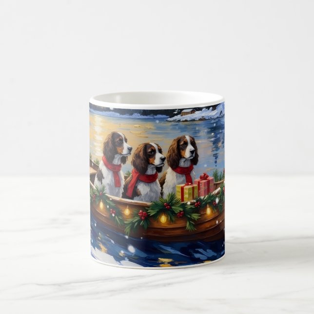 Mug Noël en bateau avec Springer Spaniel (Centre)
