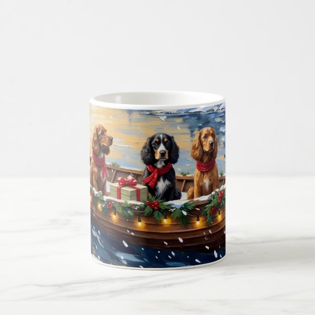 Mug Noël en bateau avec un Cocker Spaniel (Centre)