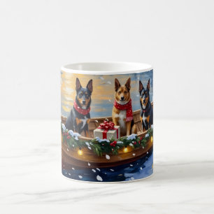 Mug Noël en bateau avec un Malinois belge