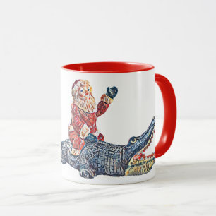 Mug Noël en Floride Santa Claus équitation Alligator
