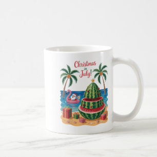 Mug Noël En Juillet Pastèque Noël Plage Père Noël