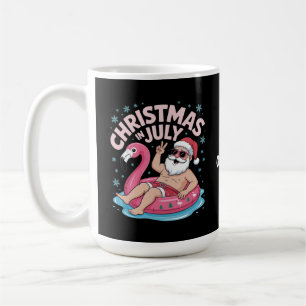 Mug Noël en juillet Père Noël Flamant rose Drôle Noël