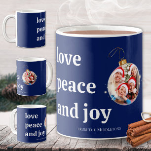 Mug Noël Famille Photo Amour Paix Joie Carte de vacanc