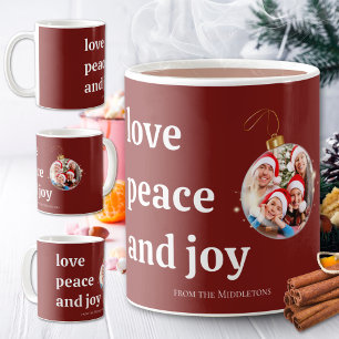 Mug Noël Famille Photo Amour Paix Joie Carte de vacanc