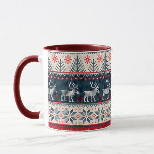 Mug Noël Faux Knit Motif Thème nordique