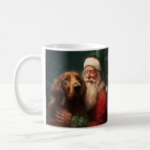 Mug Noël festif du Père Noël de l'Irish Red Setter