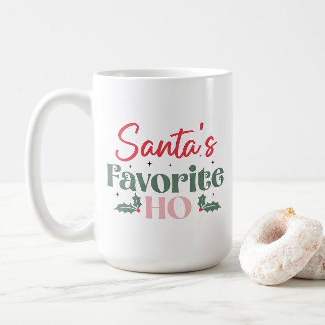 Mug Noël festif Ho Funny préféré de père Noël (Avec donut)