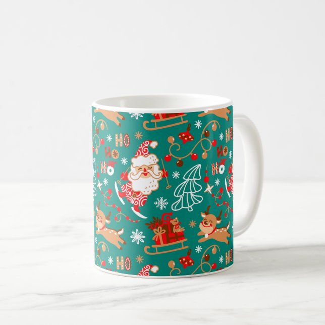 Mug Noël festif Père Noël et rennes (Devant droit)