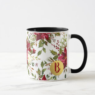 Mug Noël Fête Poinsettia Fleur Holly Berry