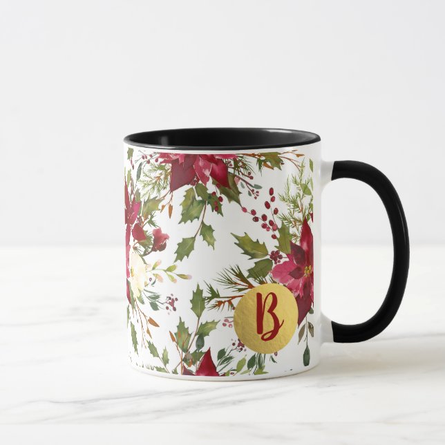 Mug Noël Fête Poinsettia Fleur Holly Berry (Droite)