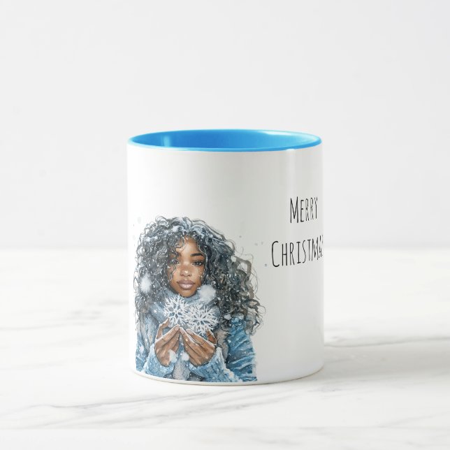 Mug Noël flocon de neige féminin noir (Centre)