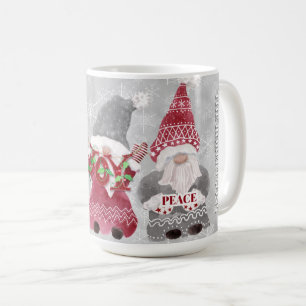 Mug Noël Gnomes Snowflakes Grey Red Love Famille