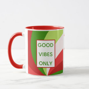 Mug Noël Good Vibes seulement Rouge Vert Blanc