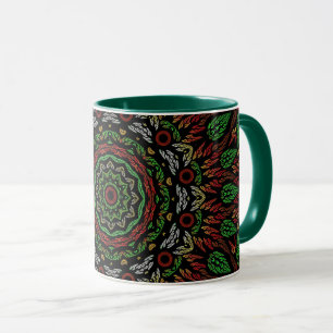 Mug Noël gothique en verre tendu Feuille Mandala