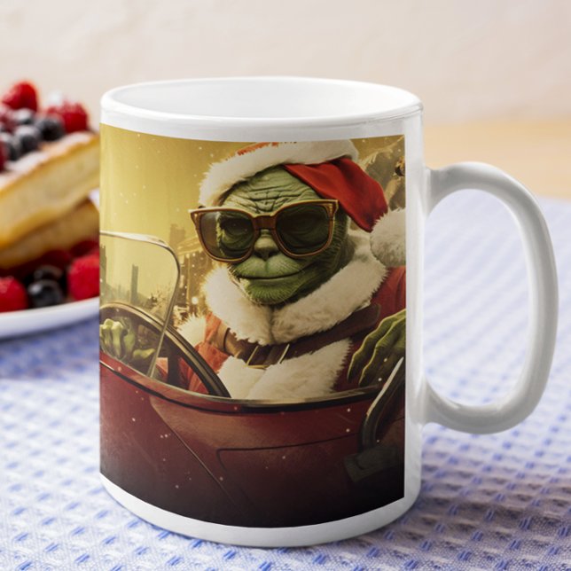Mug Noël Green Goblin #7 conduire une voiture de sport (Christmas Grinch #7 driving a red sports car Coffee Mug
)