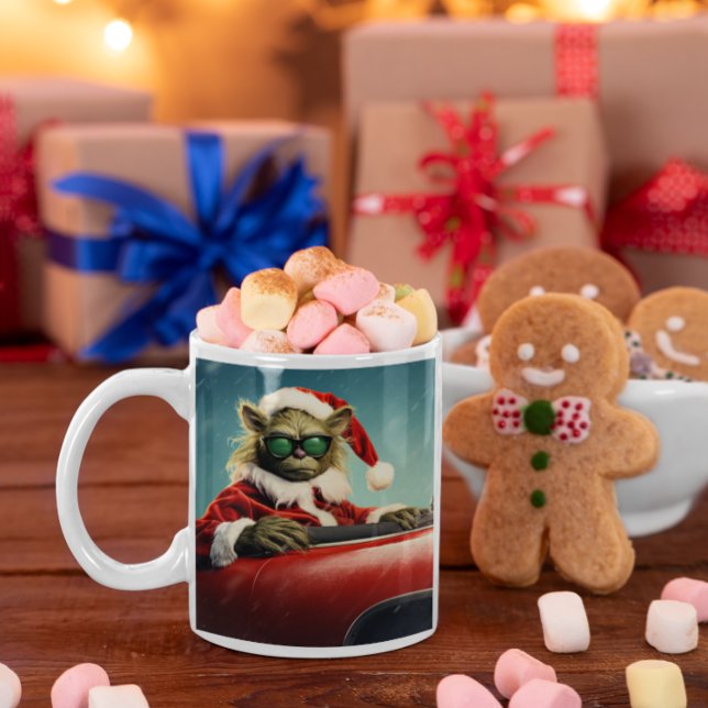 Mug Noël Green Goblin #8 conduire une voiture de sport (Christmas Grinch #8 driving a red sports car Coffee Mug
)