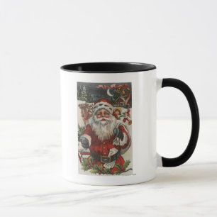 Mug Noël GreetingSanta avec des cerfs communs et des