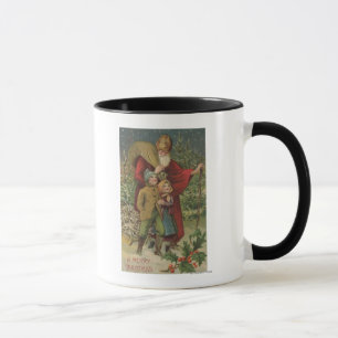 Mug Noël GreetingSanta marchant avec des enfants