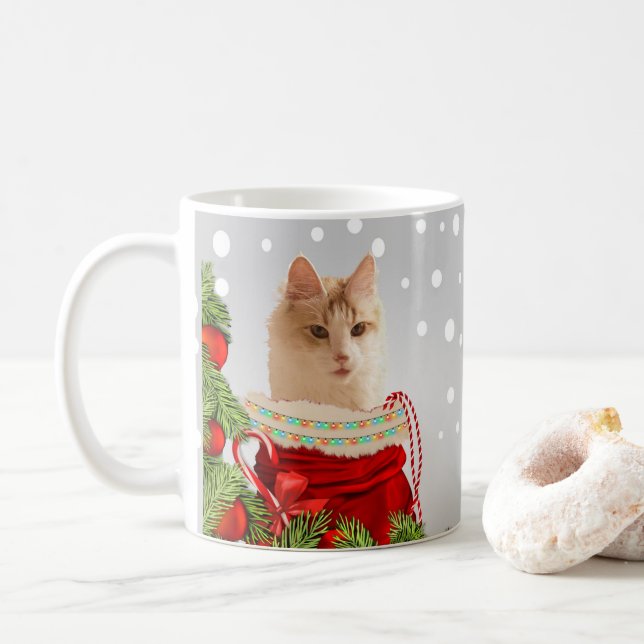 Mug Noël gris chat (Avec donut)