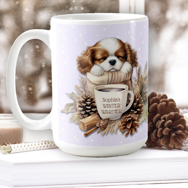 Mug Noël hiver Cavalier King Charles Chien Grand (Christmas Winter Cavalier King Charles Dog Large Coffee Mug)