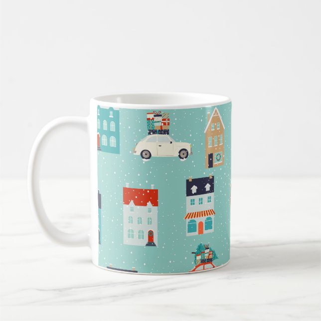 Mug Noël Hiver Maisons Rouge (Gauche)