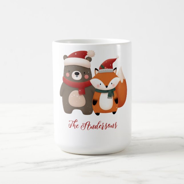 Mug Noël/hiver Mignonne Ours et renard (Centre)