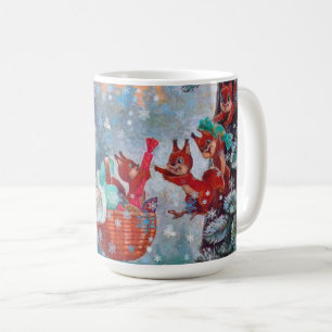 Mug Noël Hiver Neigeux Fille Mignonne avec Écureuils 
