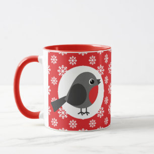 Mug Noël / Hiver Robin Snowflakes Rouge