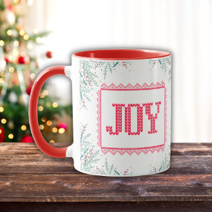 Mug Noël Joie Rouge Knit Mistletoe Aquarelle