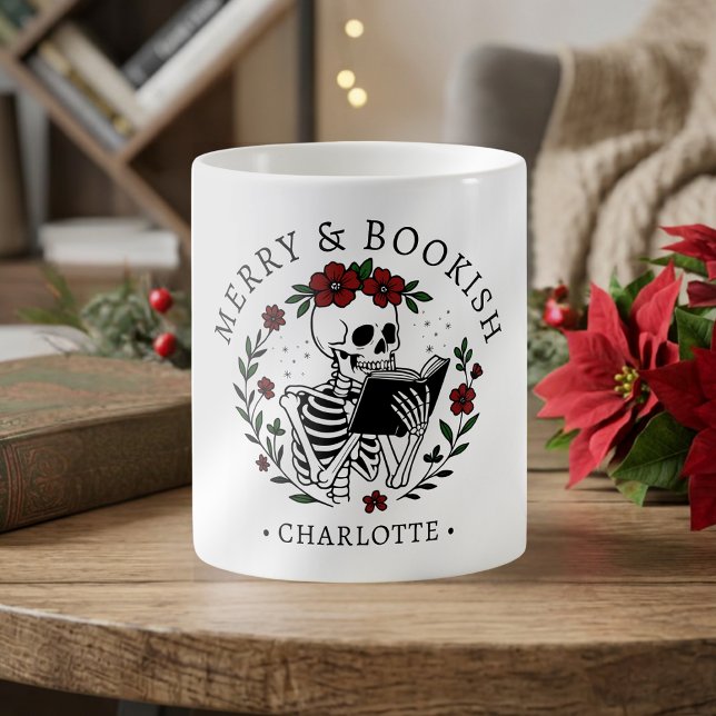 Mug Noël Joyeux et Squelette de Lecture Drôle (Créateur téléchargé)