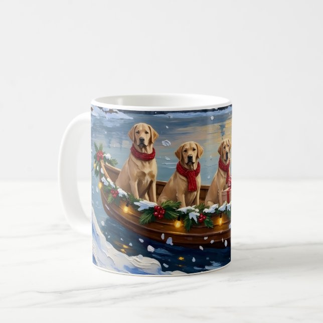 Mug Noël Labrador Retriever Bateau Fêtes (Devant gauche)