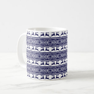 Mug Noël, le bleu et le blanc scandinave