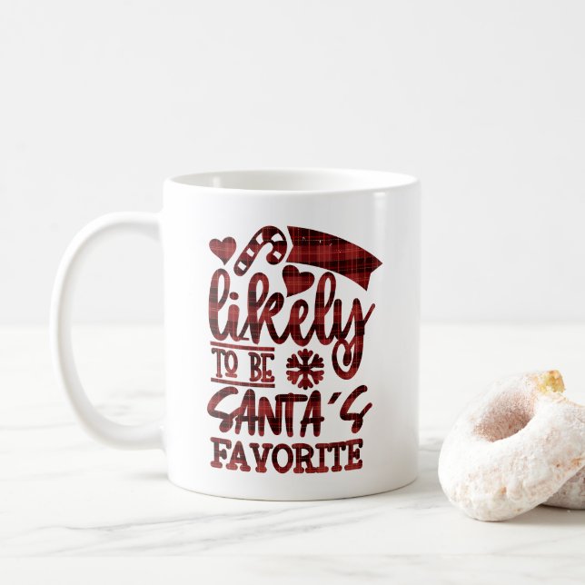 Mug Noël le plus probable Santas Favori Personnalisé (Avec donut)