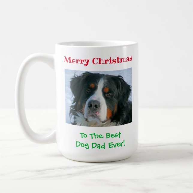 Mug Noël Meilleur Chien Papa Jamais Pet Photo (Gauche)