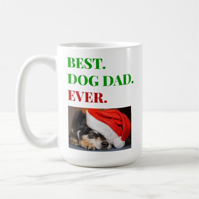 Mug Noël Meilleur Chien Papa Jamais Photo (Gauche)