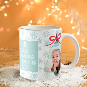 Mug Noël meilleure grand-mère bell bleu snowflacon pho