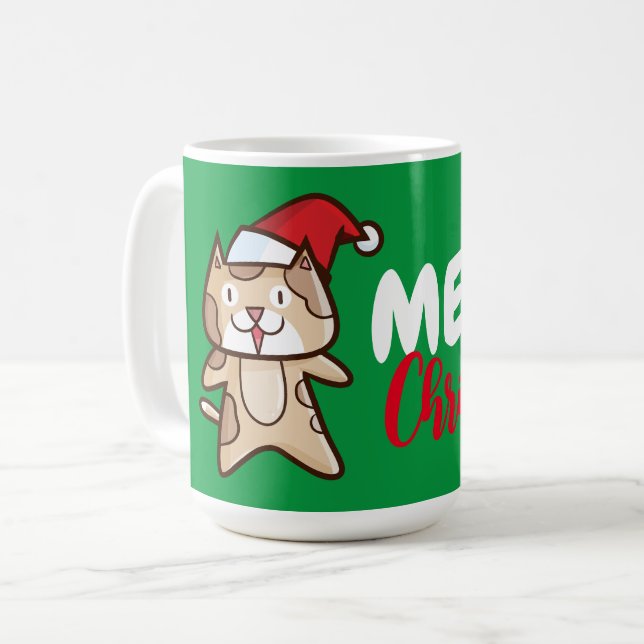 Mug Noël Meowy personnalisable (Devant gauche)