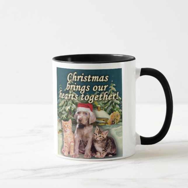 Mug Noël Met Nos Coeurs Ensemble Chien Chienne (Droite)