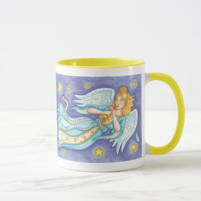 Mug Noël mignon, Angel Musicien Jouant Sa Corne (Droite)